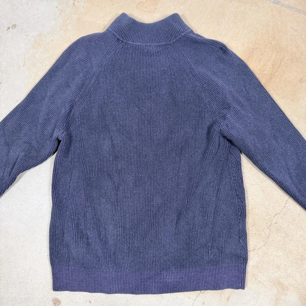 Tommy Bahama‎ Mens Navy Blue Textured Quarter Zip Sweater 100% Cotton Size L